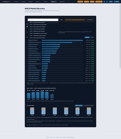 Full-page capture of intelligent.win/intelligence/naics